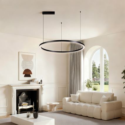 Brilagi - LED dæmpbar pendel på kabel PORTOFINO LED/60W/230V 3000-6000K Ø 80 cm sort + fjernbetjening
