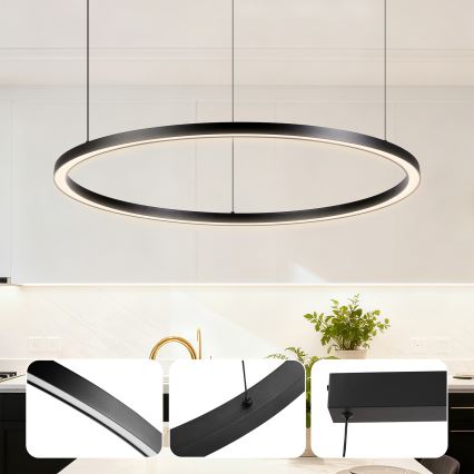 Brilagi - LED dæmpbar pendel på kabel PORTOFINO LED/60W/230V 3000-6000K Ø 80 cm sort + fjernbetjening