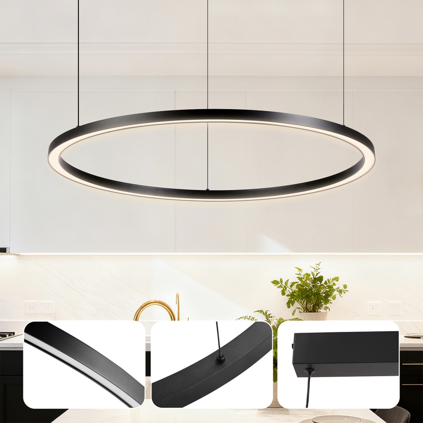 Brilagi - LED dæmpbar pendel på kabel PORTOFINO LED/60W/230V 3000-6000K Ø 80 cm sort + fjernbetjening
