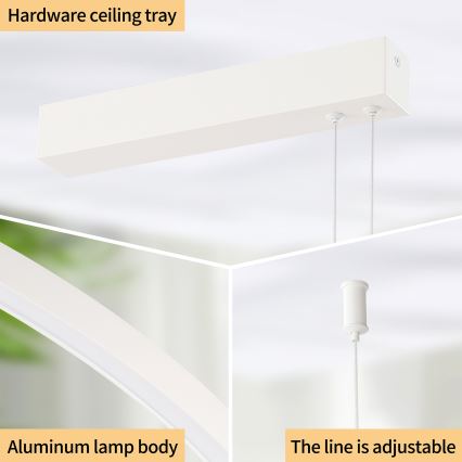 Brilagi - LED-dæmpbar pendel med wireophæng PORTOFINO LED/98W/230V 3000-6000K hvid + fjernbetjening