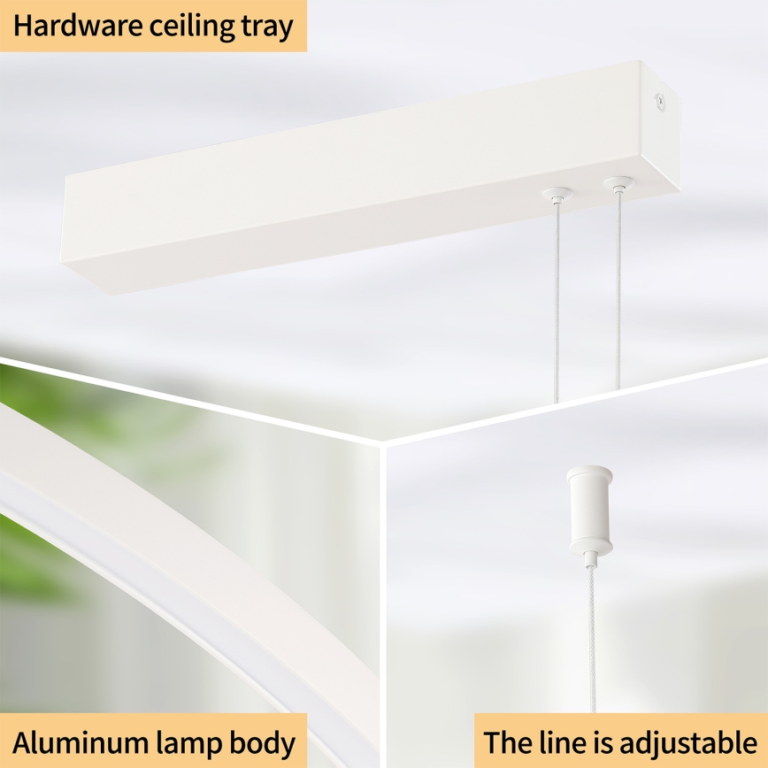 Brilagi - LED-dæmpbar pendel med wireophæng PORTOFINO LED/98W/230V 3000-6000K hvid + fjernbetjening