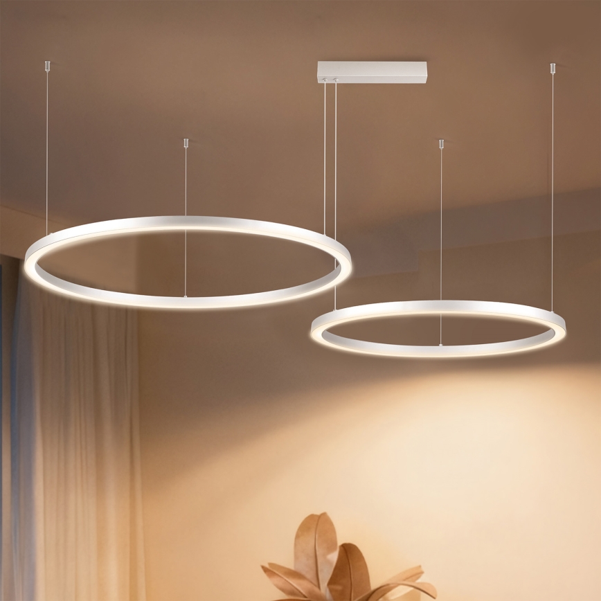 Brilagi - LED dæmpbar pendel på wire PORTOFINO LED/98W/230V 3000-6000K sølv + fjernbetjening