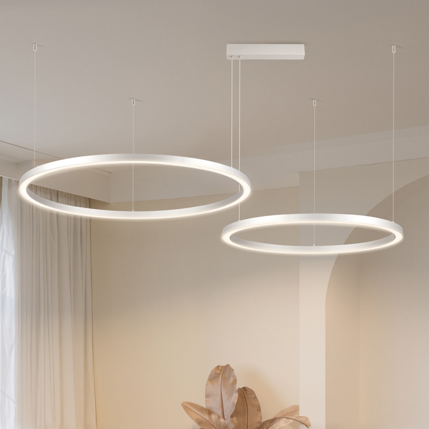 Brilagi - LED dæmpbar pendel på wire PORTOFINO LED/98W/230V 3000-6000K sølv + fjernbetjening