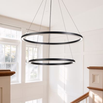 Brilagi - LED dæmpbar pendel på wire PORTOFINO LED/98W/230V 3000-6000K Ø 80 cm sort + fjernbetjening
