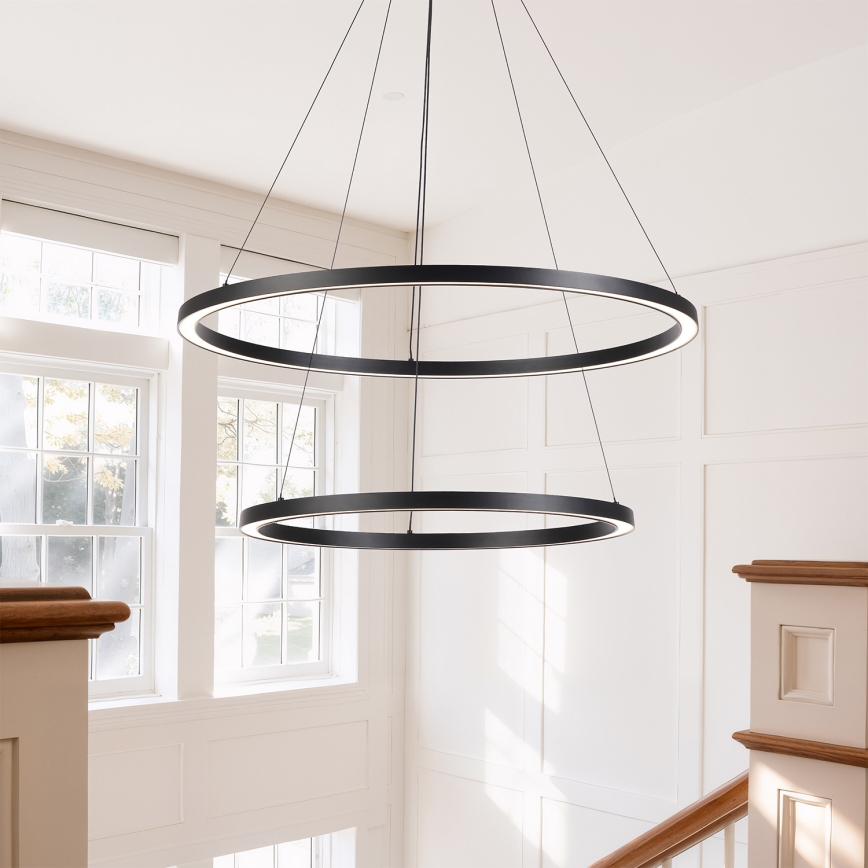 Brilagi - LED dæmpbar pendel på wire PORTOFINO LED/98W/230V 3000-6000K Ø 80 cm sort + fjernbetjening