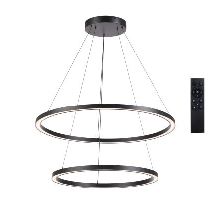 Brilagi - LED dæmpbar pendel på wire PORTOFINO LED/98W/230V 3000-6000K Ø 80 cm sort + fjernbetjening