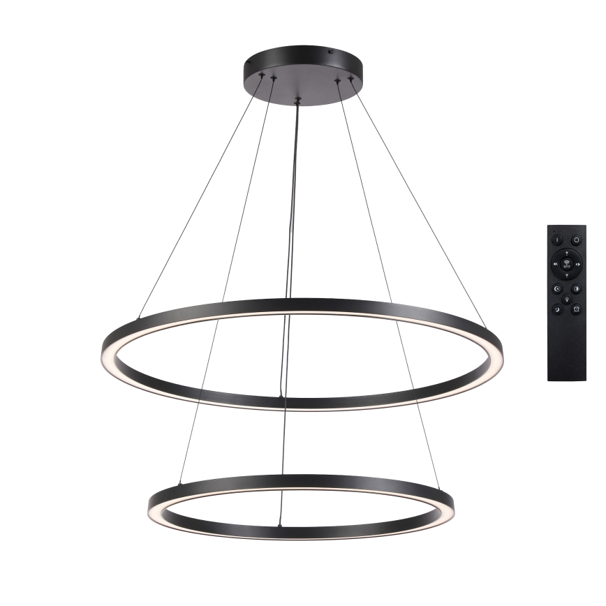 Brilagi - LED dæmpbar pendel på wire PORTOFINO LED/98W/230V 3000-6000K Ø 80 cm sort + fjernbetjening