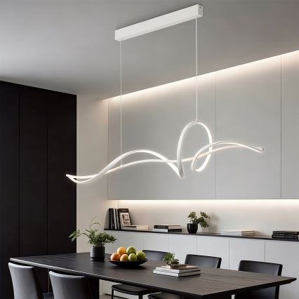 Brilagi - Dæmpbar LED-lysekrone med kabelophæng SIGNATURE LED/55W/230V 3000-6000K 120x23 cm hvid + fjernbetjening