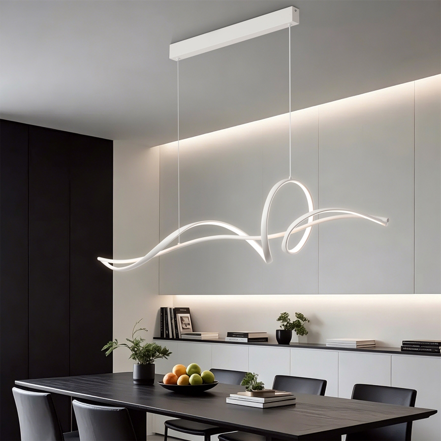 Brilagi - Dæmpbar LED-lysekrone med kabelophæng SIGNATURE LED/55W/230V 3000-6000K 120x23 cm hvid + fjernbetjening