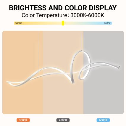 Brilagi - Dæmpbar LED-lysekrone med kabelophæng SIGNATURE LED/55W/230V 3000-6000K 120x23 cm hvid + fjernbetjening