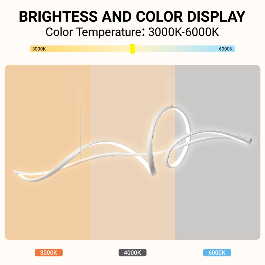 Brilagi - Dæmpbar LED-lysekrone med kabelophæng SIGNATURE LED/55W/230V 3000-6000K 120x23 cm hvid + fjernbetjening