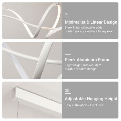Brilagi - Dæmpbar LED-lysekrone med kabelophæng SIGNATURE LED/55W/230V 3000-6000K 120x23 cm hvid + fjernbetjening
