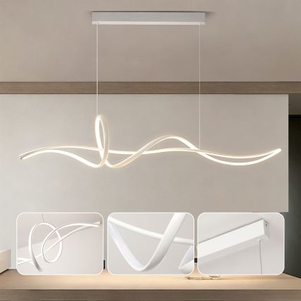Brilagi - Dæmpbar LED-lysekrone med kabelophæng SIGNATURE LED/55W/230V 3000-6000K 120x23 cm hvid + fjernbetjening
