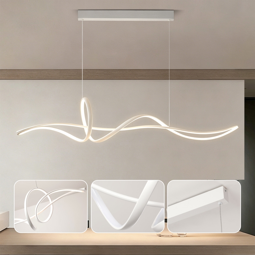 Brilagi - Dæmpbar LED-lysekrone med kabelophæng SIGNATURE LED/55W/230V 3000-6000K 120x23 cm hvid + fjernbetjening