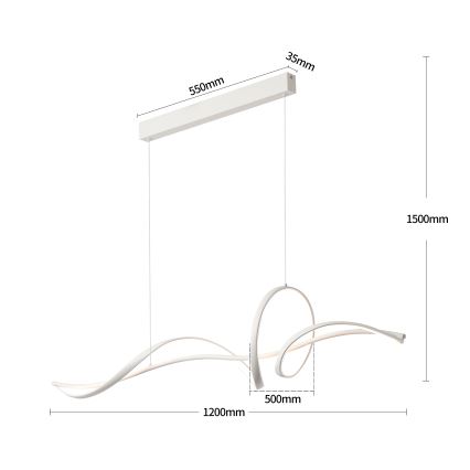 Brilagi - Dæmpbar LED-lysekrone med kabelophæng SIGNATURE LED/55W/230V 3000-6000K 120x23 cm hvid + fjernbetjening