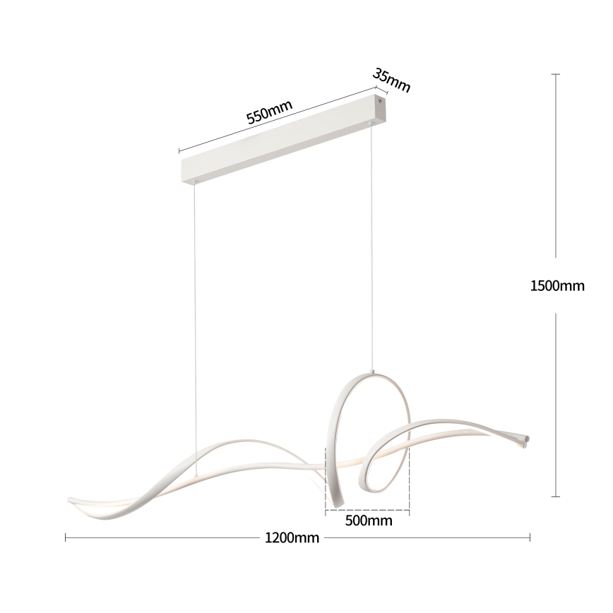 Brilagi - Dæmpbar LED-lysekrone med kabelophæng SIGNATURE LED/55W/230V 3000-6000K 120x23 cm hvid + fjernbetjening