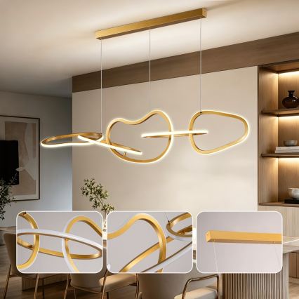 BRILAGI - LED Dæmpbar lysekrone på wire SIGNATURE LED/80W/230V 3000-6000K 120x25 cm guld + fjernbetjening