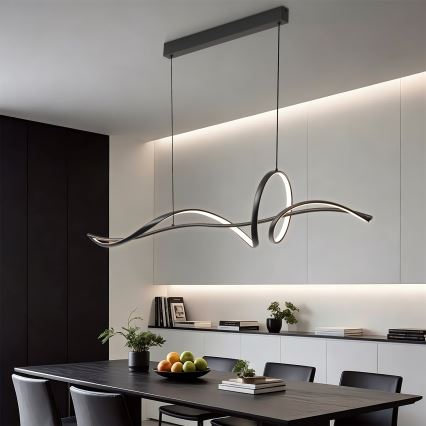 Brilagi - Dæmpbar LED-pendel på wire SIGNATURE LED/55W/230V 3000-6000K 120x23 cm sort + fjernbetjening