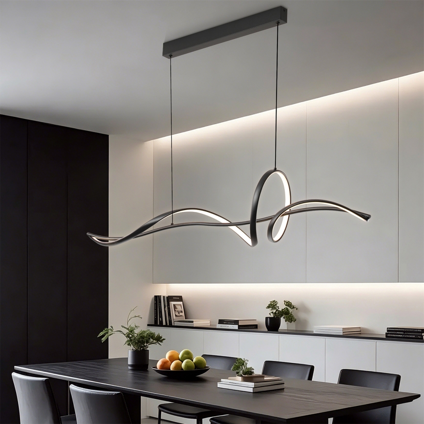 Brilagi - Dæmpbar LED-pendel på wire SIGNATURE LED/55W/230V 3000-6000K 120x23 cm sort + fjernbetjening