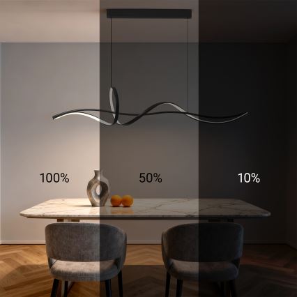Brilagi - Dæmpbar LED-pendel på wire SIGNATURE LED/55W/230V 3000-6000K 120x23 cm sort + fjernbetjening