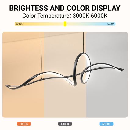 Brilagi - Dæmpbar LED-pendel på wire SIGNATURE LED/55W/230V 3000-6000K 120x23 cm sort + fjernbetjening