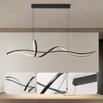 Brilagi - Dæmpbar LED-pendel på wire SIGNATURE LED/55W/230V 3000-6000K 120x23 cm sort + fjernbetjening