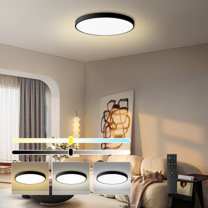 Brilagi - LED dæmpbar loftlampe POOL SMART LED/180W/230V 3000-6000K Ø 120 cm Wi-Fi Tuya sort + fjernbetjening