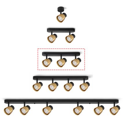 Brilagi - Dæmpbar LED RGBW-spot NUGGET 3xGU10/6W/230V sort/guld