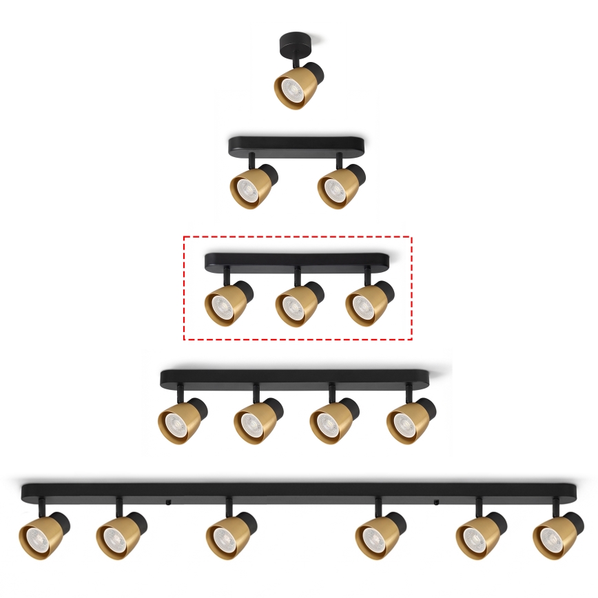 Brilagi - Dæmpbar LED RGBW-spot NUGGET 3xGU10/6W/230V sort/guld