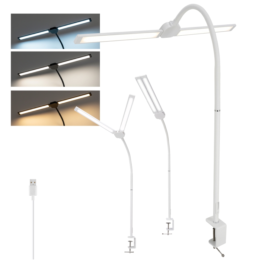 Brilagi - Dæmpbar LED-skrivebordslampe USB VARIO LED/14W/5V 3000-6000K hvid