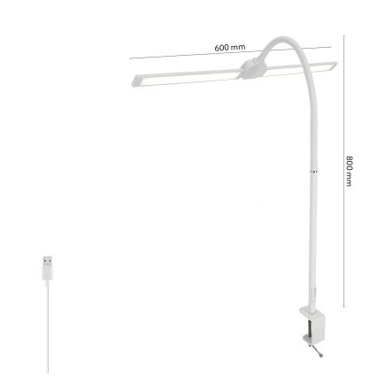Brilagi - Dæmpbar LED-skrivebordslampe USB VARIO LED/14W/5V 3000-6000K hvid