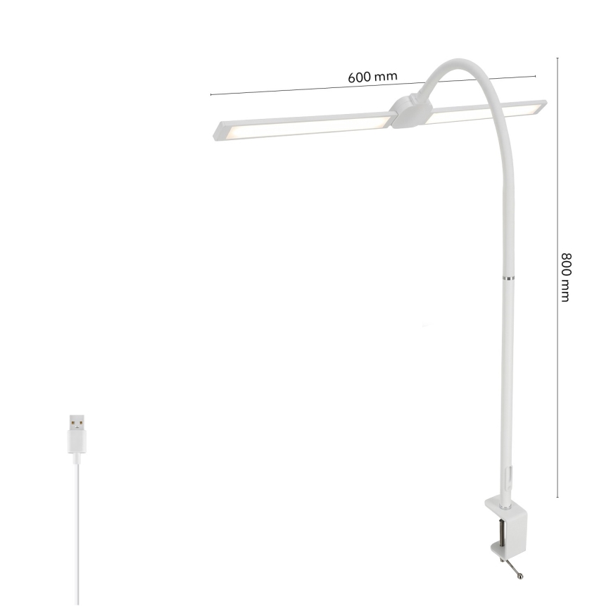 Brilagi - Dæmpbar LED-skrivebordslampe USB VARIO LED/14W/5V 3000-6000K hvid