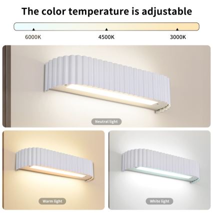 Brilagi - LED-dæmpbar væglampe FALCON MODERN LED/14W/230V 3000-6000K 40 cm hvid + fjernbetjening