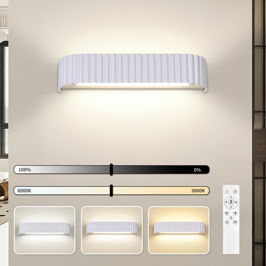 Brilagi - LED-dæmpbar væglampe FALCON MODERN LED/14W/230V 3000-6000K 40 cm hvid + fjernbetjening