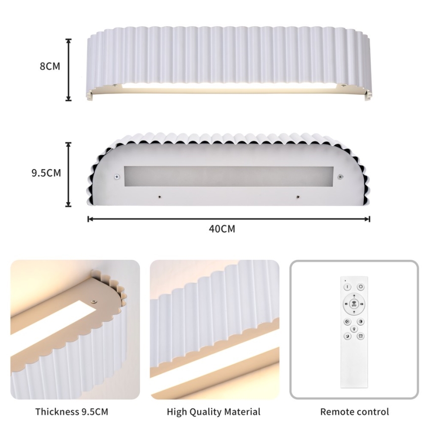 Brilagi - LED-dæmpbar væglampe FALCON MODERN LED/14W/230V 3000-6000K 40 cm hvid + fjernbetjening
