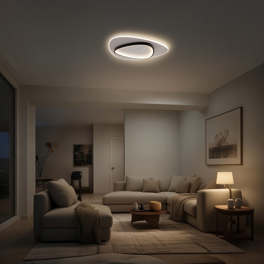 Brilagi - Dæmpbar LED-loftlampe FLARE LED/70W/230V 3000-6000K 55x55 cm hvid/sort + fjernbetjening
