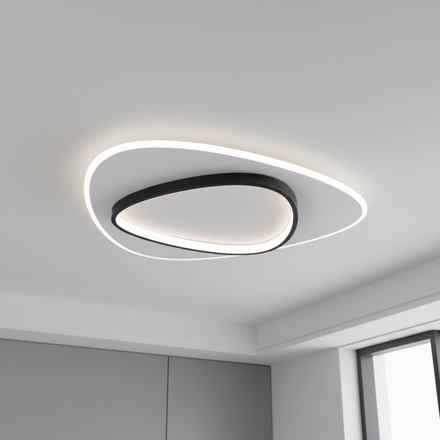 Brilagi - Dæmpbar LED-loftlampe FLARE LED/70W/230V 3000-6000K 55x55 cm hvid/sort + fjernbetjening