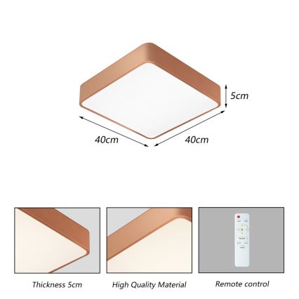 BRILAGI - LED dæmpbar loftlampe POOL SQUARE LED/36W/230V 3000-6000K 40x40 cm kobberfarvet + fjernbetjening