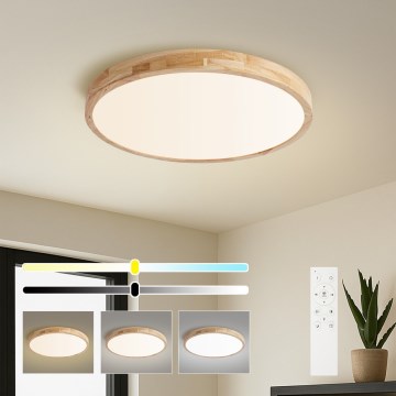 Brilagi - Dæmpbar loftlampe WOODLINE LED/72W/230V 3000-6000K eg Ø 60 cm + fjernbetjening