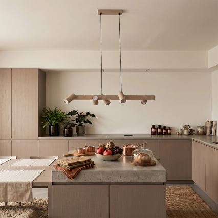Brilagi - LED RGBW dæmpbar pendel på wire SELE 6xGU10/6,5W/230V 2700-6500K beige + fjernbetjening