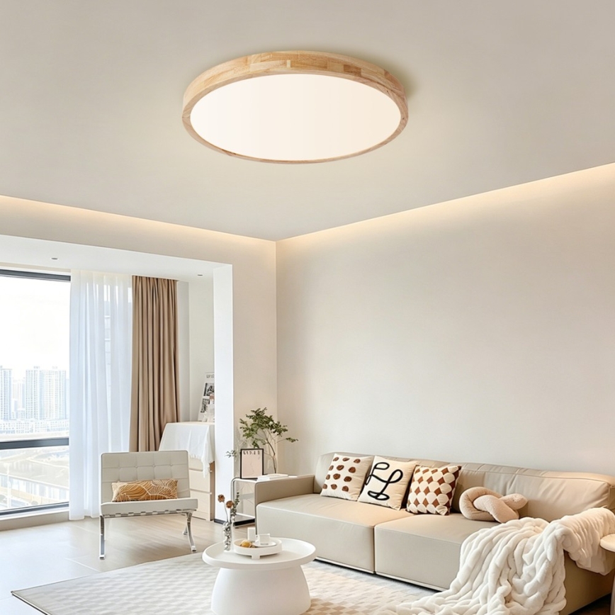 Brilagi - Dæmpbar loftlampe WOODLINE LED/72W/230V 3000-6000K eg Ø 60 cm + fjernbetjening