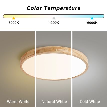 Brilagi - Dæmpbar loftlampe WOODLINE LED/72W/230V 3000-6000K eg Ø 60 cm + fjernbetjening