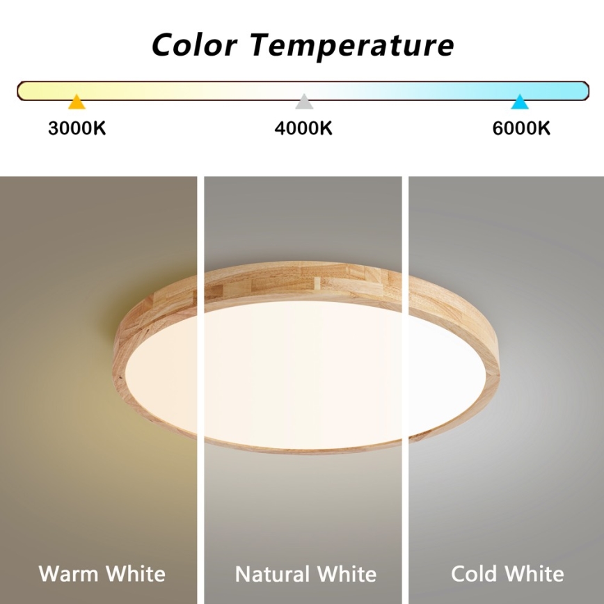 Brilagi - Dæmpbar loftlampe WOODLINE LED/72W/230V 3000-6000K eg Ø 60 cm + fjernbetjening