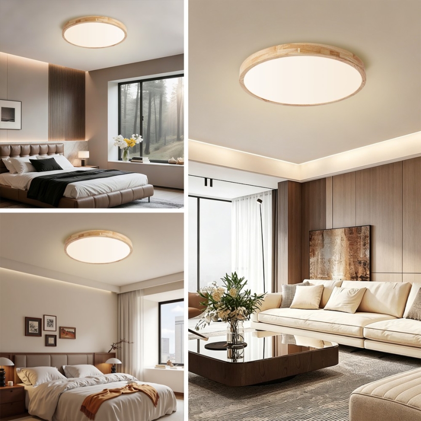 Brilagi - Dæmpbar loftlampe WOODLINE LED/72W/230V 3000-6000K eg Ø 60 cm + fjernbetjening