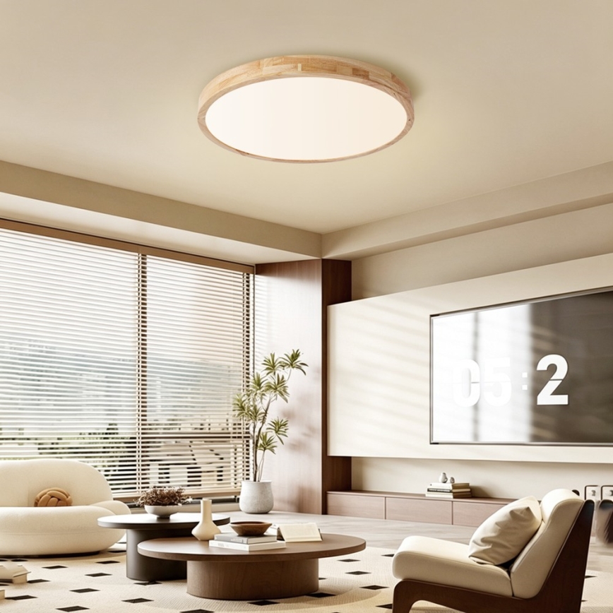 Brilagi - Dæmpbar loftlampe WOODLINE LED/72W/230V 3000-6000K eg Ø 60 cm + fjernbetjening