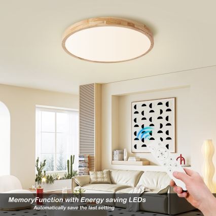 Brilagi - Dæmpbar loftlampe WOODLINE LED/72W/230V 3000-6000K eg Ø 60 cm + fjernbetjening