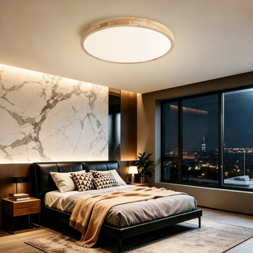 Brilagi - Dæmpbar loftlampe WOODLINE LED/72W/230V 3000-6000K eg Ø 60 cm + fjernbetjening