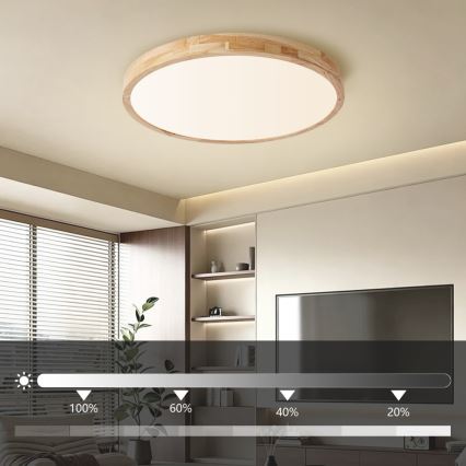 Brilagi - Dæmpbar loftlampe WOODLINE LED/72W/230V 3000-6000K eg Ø 60 cm + fjernbetjening