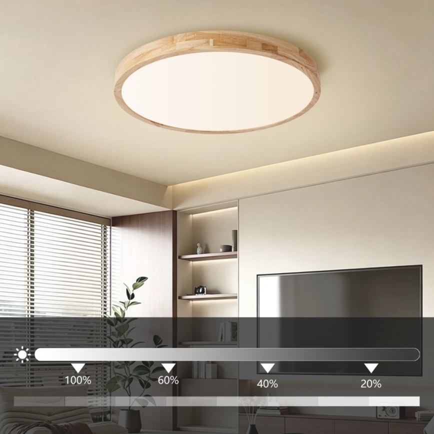 Brilagi - Dæmpbar loftlampe WOODLINE LED/72W/230V 3000-6000K eg Ø 60 cm + fjernbetjening