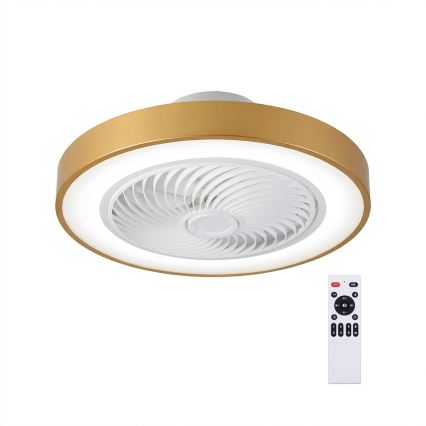 Brilagi - Dæmpbar LED-loftlampe med ventilator LED/38W/230V 3000-6500K 3000-6500K Ø 50 cm guldfarvet + fjernbetjening